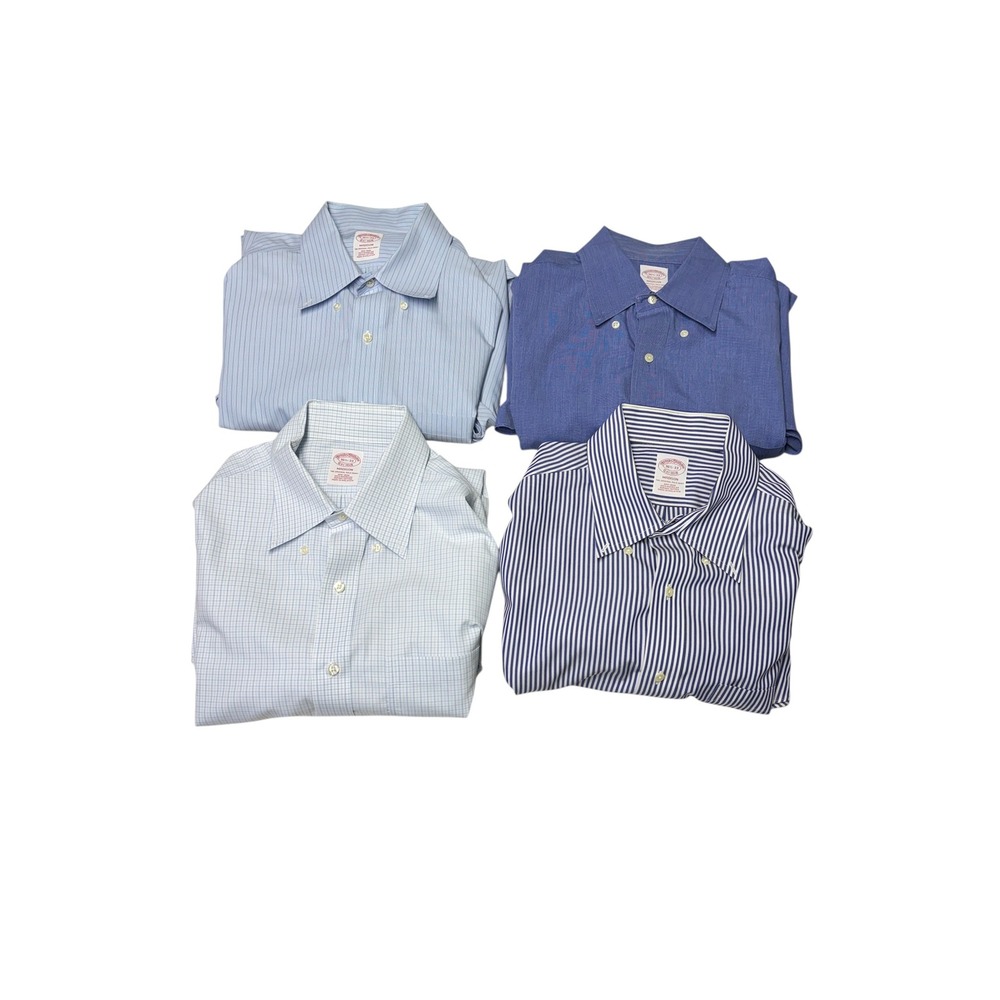 Lot of 4 Brooks Brothers Madison Non-Iron Supima Cotton Shirts 16.5 33 Blue Mens